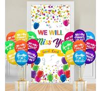 RUMIA We Will Miss You Good Luck Party Door Cover Banner and 18Pcs Balloons for Graduation Farewell Retirement Leaving Going Away Party Supplies Decor