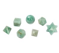 RUMINERAL Green Aventurine 7 Chakra Healing Crystals Kit Platonic Solids Sacred Geometry Set
