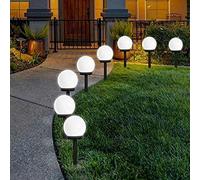 Rumiom Solar Lights Outdoor, 8 Pack LED Solar Globe Powered Garden Light Waterproof for Yard Patio Walkway Landscape In-Ground Spike Pathway, Cold White