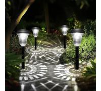 Rumiom Solar Pathway Lights Outdoor, 4 Pack Outdoor LED Solar Lights Waterproof, Solar Path Light Auto On/Off Bright, Solar Powered Garden Lights 12 Hours Lighting for Yard, Patio, White Light