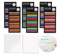 rumitpan Sticky Notes, 8 sets (1900 pieces) - Includes 1800pcs Pastel Highlight Stripes & 100pcs Transparent Sticky Notes, Self-adhesive, Repositionable, for Office, School, Library, Home
