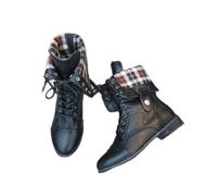 RUMITY Retro flat heeled single boots, thick heels, imitation PU leather fashion boots, waterproof women's shoes, 35-43(black,40)