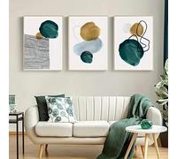 Rumlly 3pcs Art Poster Nordic Style Canvas Painting Abstract Watercolor Green Blue Yellow Geometric Pictures Print Home Decor(30x40cmx3/Frameless)