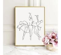 Rumlly Abstract Ballerina Canvas Print One Line Drawing Art Canvas Painting Black White Picture Dance Poster Girl Room Decor(50x70cm/Frameless)