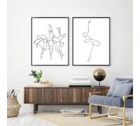 Rumlly Abstract Ballerina Canvas Print Simple Line Drawing Art Canvas Painting Black White Picture Dancer Poster Girl Room Decor(50x70cmx2/Frameless)