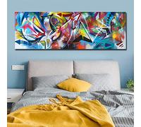 Rumlly Abstract Colors Canvas Poster Blue and Yellow Colorful Wall Art Painting Bedroom Room Wall Pictures Modern Art Prints 55x165cm No Frame