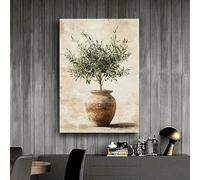 Rumlly Chic Olive Tree in Vase Canvas Art Print Poster Vintage Watercolor Olive Branch Wall Art Botanical Painting Wall Decor(40x60cm/Canvas Wrapped)