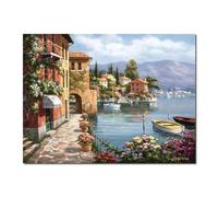 Rumlly Lakeside Village Canvas Wall Art Contemporary Painting Mediterranean Landscapes Beautiful Living Room Decor Modern Mural 40x60cm No Frame