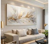 Rumlly Large Abstract Wall Art Modern Elegant Golden Feather for Living Room， Canvas Print Painting Luxury Minimalist Pictures(40x70cm/Frameless)