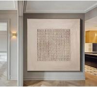 Rumlly Large Beige Minimalist Painting Beige Textured Wall Art Neutral Painting Wabi Sabi Wall Art Beige Boho Home Wall Decor 70x70cm Framework