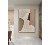 Rumlly Large Painting Artwork Beige And Brown Abstract Canvas Prints Poster Beige Geometry Canvas Wall Art For Living Room Decor(60x90cm/Inner Frame)