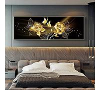 Rumlly Modern Abstract Painting on Canvas Posters and Prints Wall Art Painting Gold Flower Canvas Art Picture for Home Decoration 20x60cm Frameless