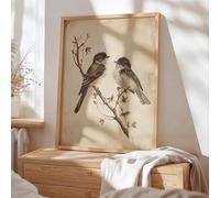 Rumlly Neutral Bird Canvas Prints Wall Art Vintage Botanical Birds Canvas Print Minimalist Nature Decor Rustic Cottage Picture(60x90cm/Frameless)