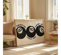 Rumlly This You and Me Lucky” Prints, Fashionable 8 Ball Wall Art, Fun Billiards Black and White Retro Bar Cart Art Wall Decor(30x50cm/Inner Frame)