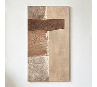 Rumlly Vertical Wabi Sabi Neutral Textured Abstract Canvas Wall Art, Earth Tone Thick Texture Painting for Entryway(30x60cm/Frameless)