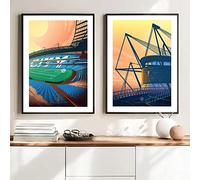 Rumlly Wall Art Canvas Painting Nordic Football Field Etihad Stadium Sport Games Posters And Prints Pictures For Living Room Decor 50x70cmx2 Frameless
