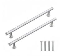 Rummyluck 2 Pack Hammered Zinc Alloy Cabinet Pull Handles 192 mm, Chrome