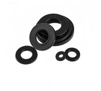 Rummyluck Black Nylon Flat Washers Round Insulating Sealing Gasket M6x10x1.0 mm (100 pcs)