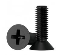 Rummyluck Black Nylon Plastic Flat Head Machine Screw Phillips Countersunk Screws M6x15mm (30 pcs)