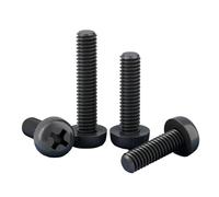 Rummyluck Black Nylon Plastic Round Head Phillips Screws Bolts M6x8mm (50 pcs)
