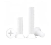 Rummyluck White Nylon Plastic Flat Head Machine Screw Phillips Countersunk Screws M6x15mm (30 pcs)
