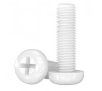 Rummyluck White Nylon Plastic Round Head Phillips Screws Bolts M6x8mm (50 pcs)