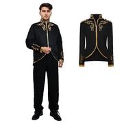 rumnigh Prince Jacket for Men, Court Fashion Prince Uniform Gold Embroidered Jacket Suit Jacket Medieval Costume Halloween Victorian Renaissance Cosplay (Black, S)