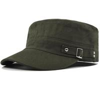 Rumnoke Cadet Army Cap for Women Men Unisex Flat Top Cap Adjustable Military Corps Hat Baseball Cap Green