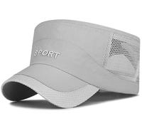Rumnoke Cadet Army Cap Military Quick Dry Caps Mesh Flat Top Hats for Men Women Gray