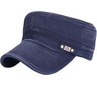 Rumnoke Cadet Army Caps Twill Flat Top Baseball Cap Adjustable Cotton Military Hat for Men Women Navy