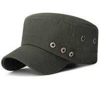 Rumnoke Cadet Army Caps Twill Flat Top Baseball Cap Adjustable Cotton Military Hat for Men Women Three Green