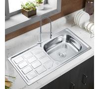 Rumo 10050A Single Bowl Stainless Steel Kitchen Sink Reversible With Waste Kit 100 X 50Cm Suitable For 500mm Base Cabinet