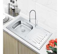 RUMO 9050A 1.0 Single Bowl Stainless Steel Kitchen Sink Reversible with Waste Kit 90cm x 50cm Suitable for 500mm Base Cabinet (RUMO9050-500 Base)