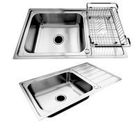 RUMO Stainless Steel Kitchen Sink 1 One Single Large Deep Bowl Reversible with Drainer 860 x 500mm Inset Life Time Warranty Includes Wastes and Dish Rack