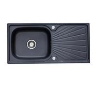 Rumo Aurora (Coal) Embossed Nano Black Coated Stainless Steel Kitchen Sink Large Deep Bowl Reversible Includes Waste Kit