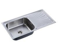 RUMO Echo Premium Stainless Steel Kitchen Sink 1.0 One Single Large Deep Bowl Reversible Sinks with Drainer 1000 x 500mm Inset Life Time Warranty Includes Wastes & Plumbing Kit