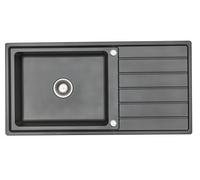 Rumo Opulent Nano Black Stainless Steel Kitchen Sink 1.0 One Single Large Deep Bowl Reversible Drainer Inset Sinks With Waste Kit