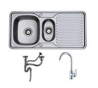 Rumo Prime 1.5 Bowl Kitchen Sink Stainless Steel With Tap And Waste Kit