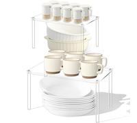 RumonZS 2 Pack Clear Acrylic Spice Display Stand Organizer Spice Racks With Non-Slip Pads & Screw Fixings Multi-Purpose Storage Stand for Desk, Coffee Station, Bathroom, Craft Room, Pantry