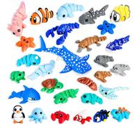RumonZS 30 Pack Mini Random 3D Printed Animal Statues Figurines Set Movable Joints Surprise 3D Printed Animals Cute Desk Decor Party Favors for Adults Home Office Desk Decoration Display