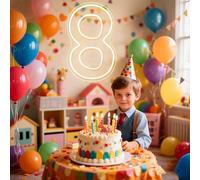 RumonZS Acrylic LED Number 8 Neon Sign Transparent Light up Letters for Wall Decor 16.6" Number Sign Light Decor for Birthday Party Home Kids Room Anniversary Wedding