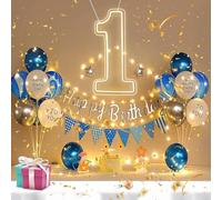 RumonZS Acrylic Number 1 Neon Sign LED Transparent Light up Letters with Hanging Chain USB Power Sign Light for Wedding Birthday Party Anniversary Christmas Home Decorations