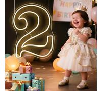 RumonZS LED Acrylic Light up Number, Decorative Transparent Light up Letters USB Powered Number Sign Light for Birthday, Night Light, Party, Anniversary, Home Decor, Wedding 11.8'' (number2)