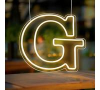 RumonZS Light Up Letters G LED Letters Lights Neon Sign 26 Alphabet 30.5 cm Decorative Lighted Alphabet for Wedding Party Birthday Bar Christmas Home Decor Letter Lights (Warm White)