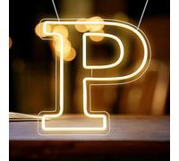 RumonZS Light Up Letters P LED Letters Lights Neon Sign 26 Alphabet 29 cm Decorative Lighted Alphabet for Wedding Party Birthday Bar Christmas Home Decor Letter Lights (Warm White)