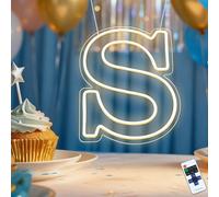 RumonZS Light Up Letters S LED Letters Lights Neon Sign 26 Alphabet 29 cm Decorative Lighted Alphabet for Wedding Party Birthday Bar Christmas Home Decor Letter Lights (Warm White)