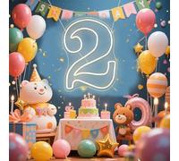 RumonZS Number 2 Light up Sign Neon Light Up Acrylic LED Numbers Light Two for Window Wall Table Birthday Christmas Night Light Wedding Home Decor Party Decoration 15.7''