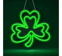 RumonZS Ramadan Kareem Neon Sign, 38 cm, Eid Mubarak LED Light for Wall Decor, Islamic Muslim Home Bedroom Party (Clover)
