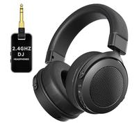 Rumoon 2.4GHz Wireless Headphones for Studio Monitor & Mixing DJ, 20ms Low Latency, Wireless Over Ear Headphones with 6.35mm & 3.5mm Jack for Guitar AMP Bass Keyboard Black