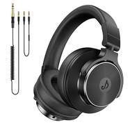 Rumoon Wired Over Ear Headphones, Studio Monitor & Mixing DJ Headphones with 50mm Neodymium Drivers and 1/4 to 3.5mm Jack for Guitar AMP Podcast Piano Keyboard (Dark Black)